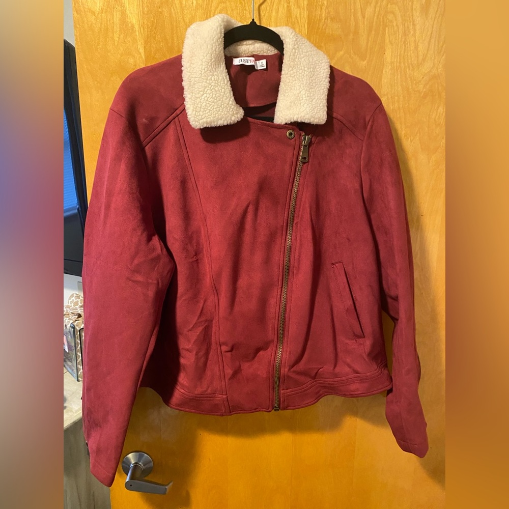 Burgundy Just Fab Jacket.